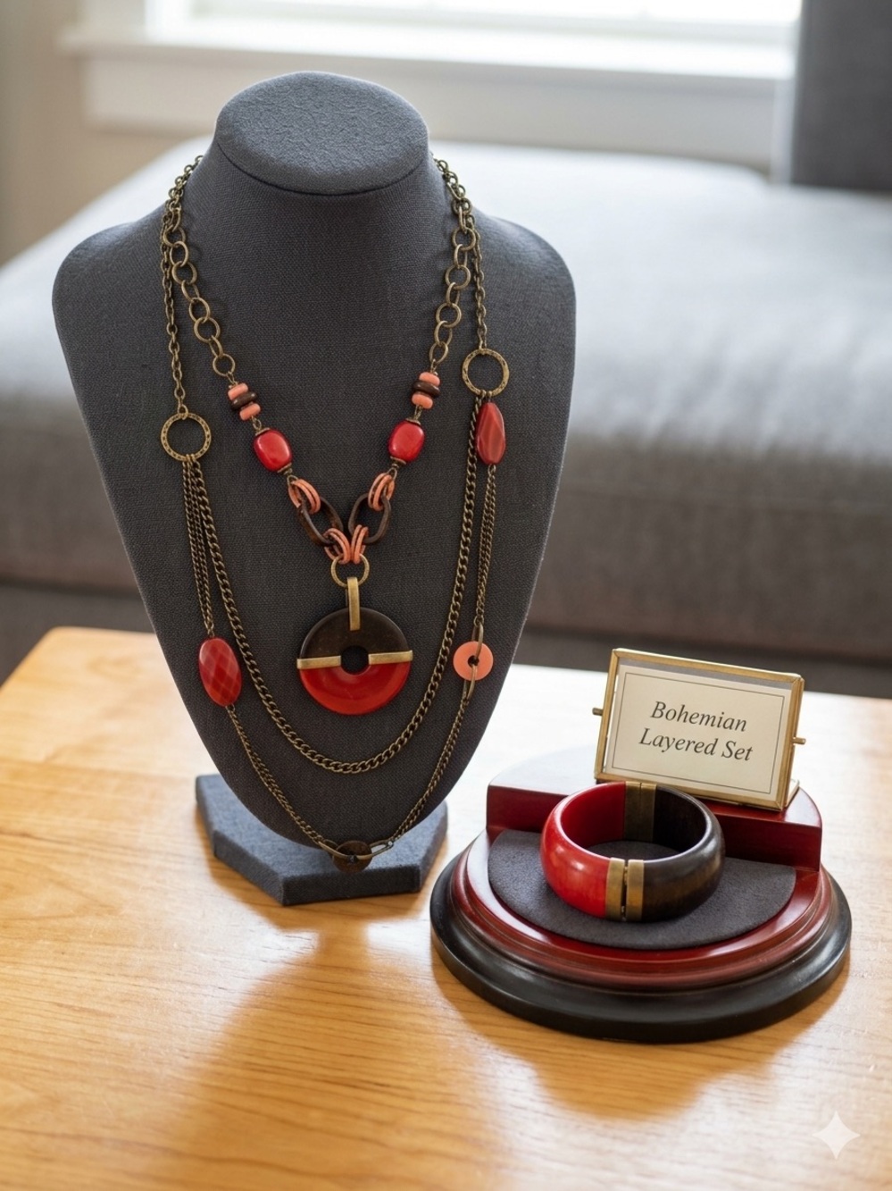 🌸 Bohemian Layered Women’s Necklace & Bangle Set 🌸